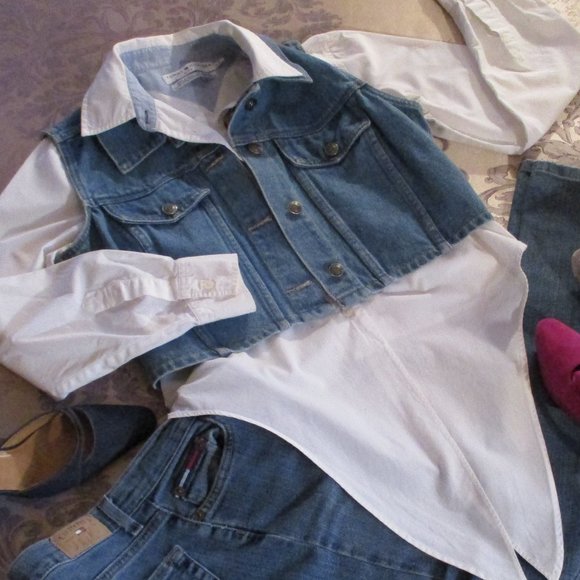 TOMMY HILFIGER JEANS WHITE WAIST TIE TOP - Picture 16 of 16